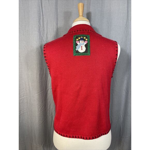 VTG Studio Joy Womens L Embellished Ugly Christmas Sweater Vest *READ - Picture 3 of 8